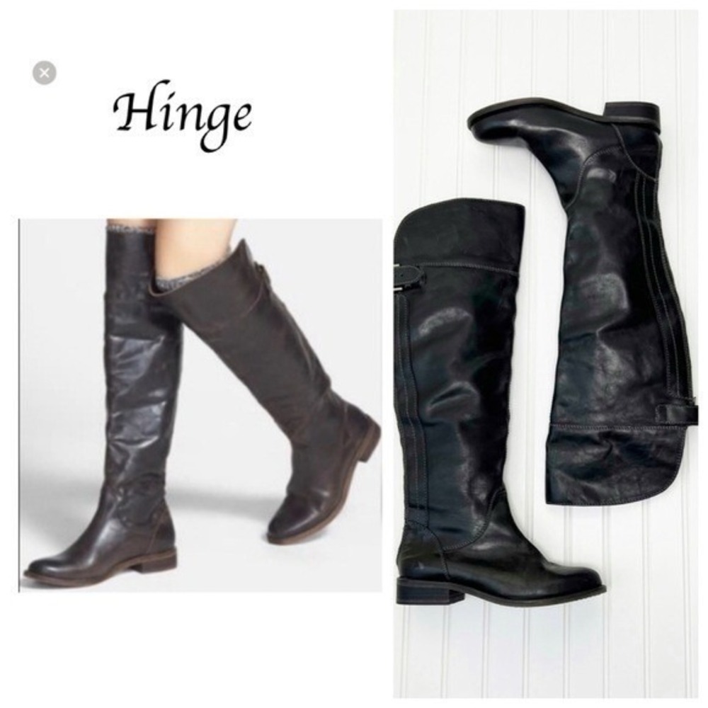 Hinge Womens Dark Brown Leather Over the Knee Equestrian‎ Riding Boots Size 8.5